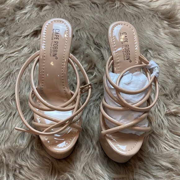 Cape Robbin Lili Nude Ankle Strap Platform Heels/ stilettos - Picture 5 of 13